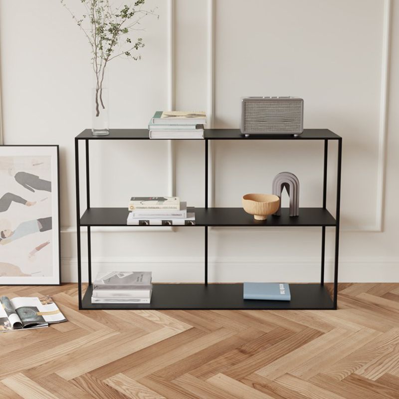 Modern Metal Open Storage Bookcase Black / White Bookshelf with Shelves