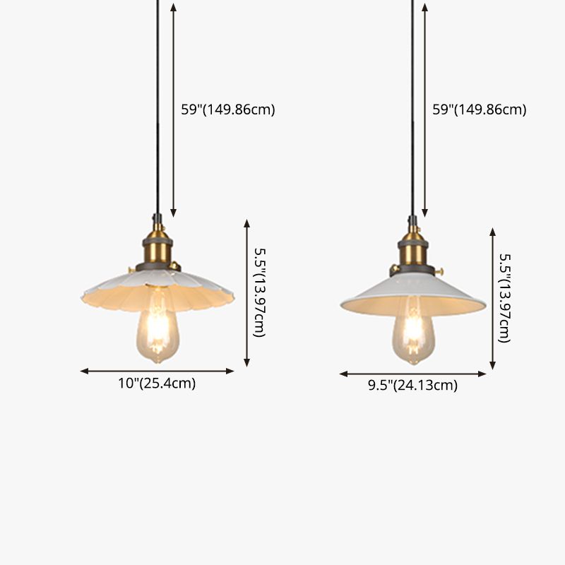 Ceiling Pendant Light Industrial Restaurant Pendant Light Kit with Tapered Metal Shade in White