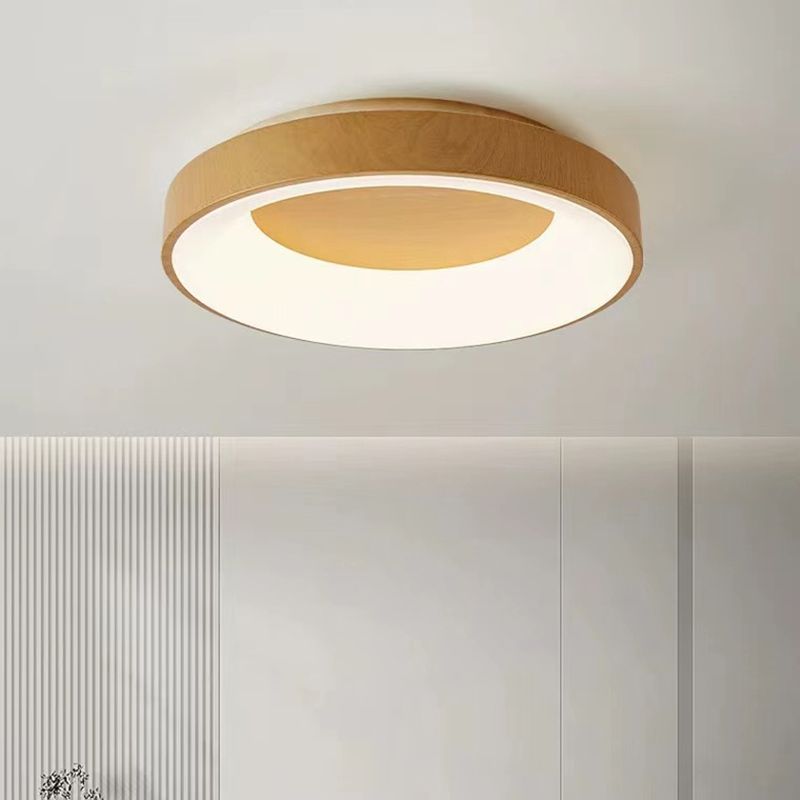 Metal Round Shape Flush Mount Light Modern 1 Light Flush Mount Lighting Fixtures in Brown