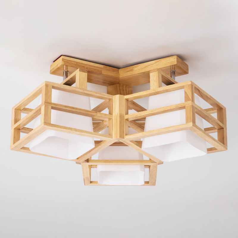 Log kleur geometrische inbouw in moderne creatieve stijl houten plafondarmatuur voor binnen