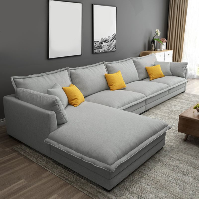 Contemporary Fabric Sofa & Chaise with Pillows for Living Room
