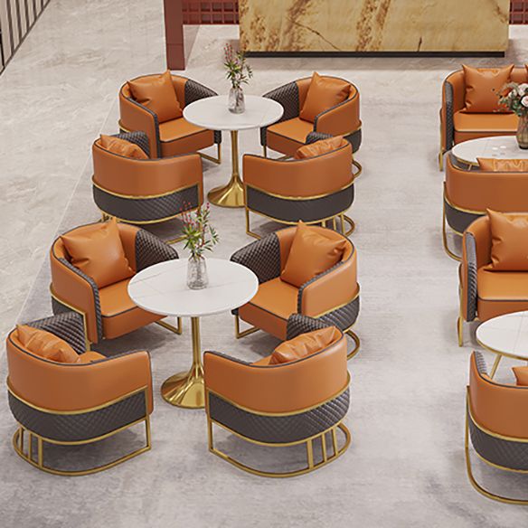 Glam Sintered Stone Dining Room Set with Round Table Formal Dining Table Furniture