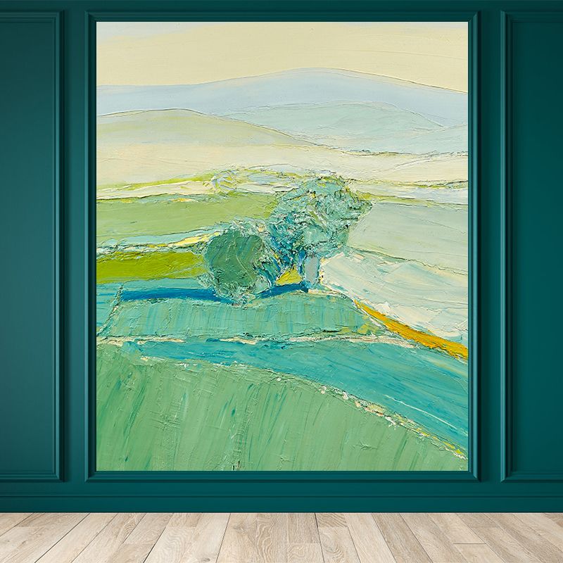 Green Vast Meadow Mural Wallpaper Nature Modern Aesthetics Stainproof Wall Covering