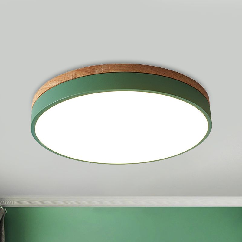 Circular Flush Mount Modern Metal 12"/16"/19.5" Wide LED Green Close to Ceiling Lighting with Acrylic Diffuser