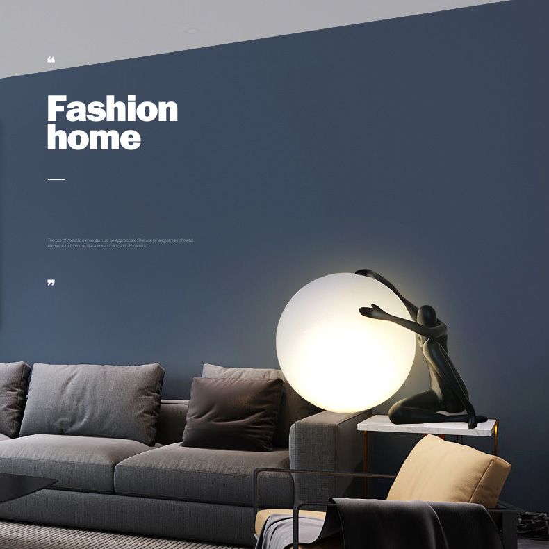 Modern Artistic Spherical Table Lamp Resin 1 Bulb Living Room Table Light
