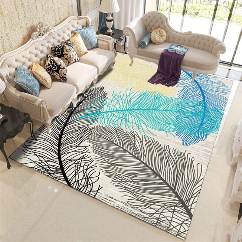 Aesthetic Contemporary Indoor Rug Multi-Color Animal and Plant Rug Polyester Stain Resistant Carpet for Living Room