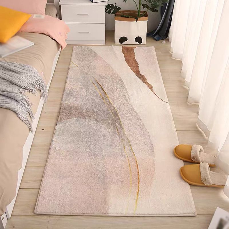 Gold Modern Rug Polyester Abstract Pattern Rug Washable Rug for Living Room