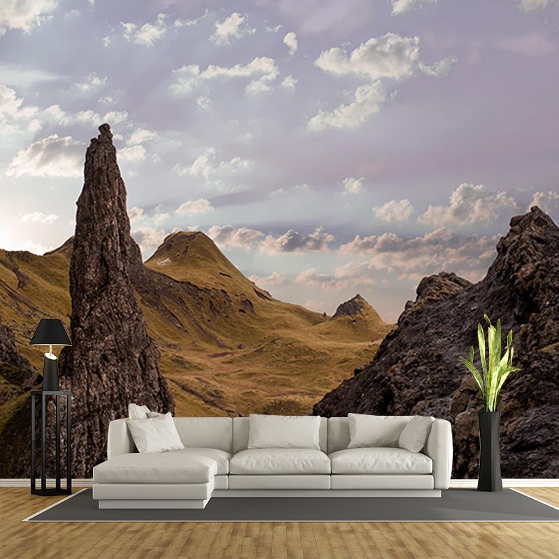 Mountain Landscapes Mural Moisture Resistant Wall Covering for Living Room