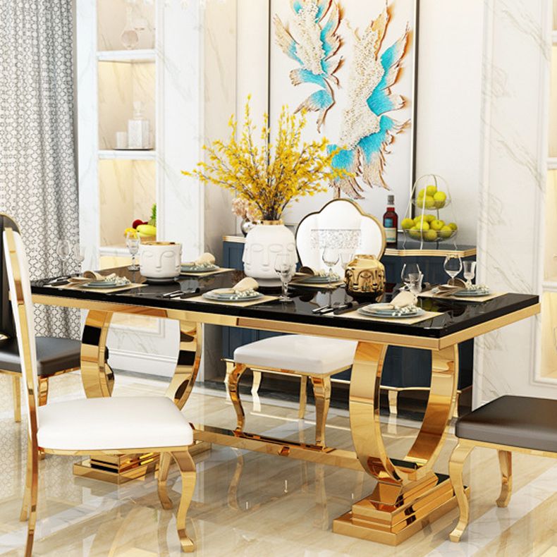 Metal Traditional Luxury Rectangle Table Stone Top Table for Home