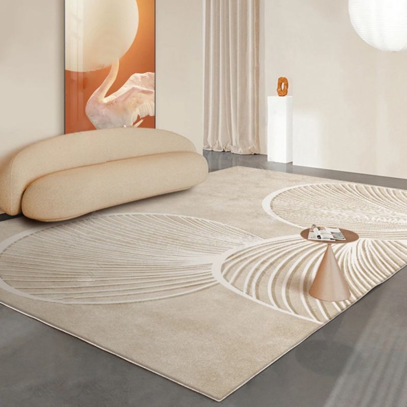 Beige Modern Carpet Polyester Color Lump Area Carpet Washable Carpet for Drawing Room