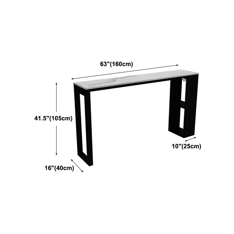 Black Marble Double Pedestal Cocktail Bar Table Modern Rectangle Hall/Pub Table