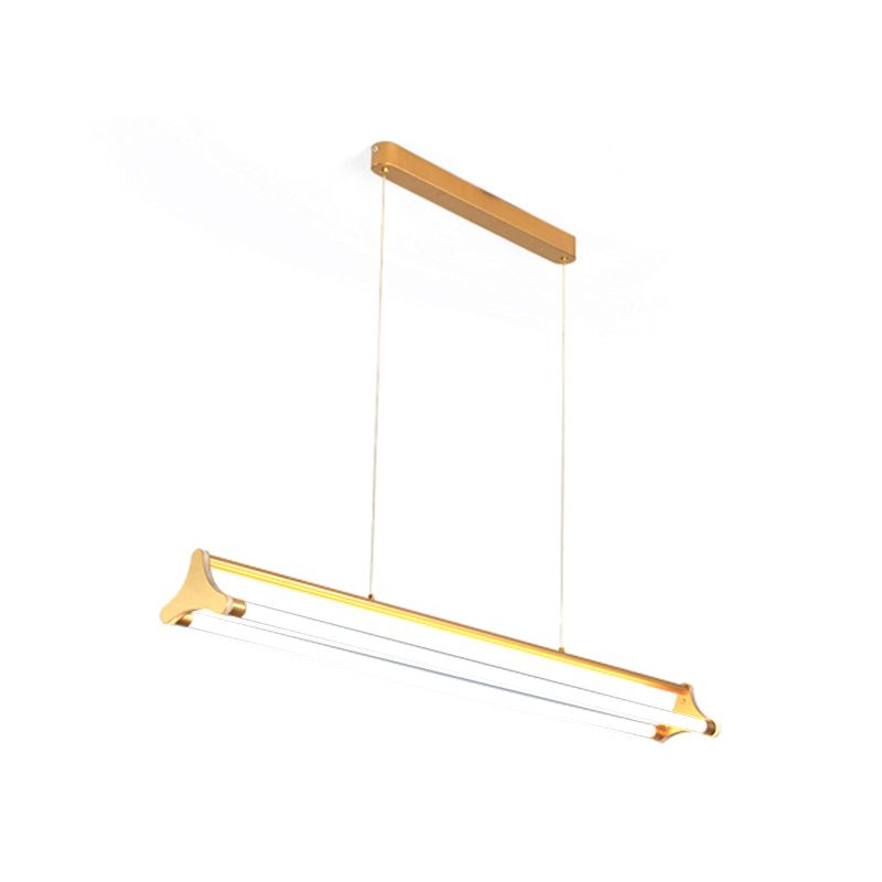 Luz de lámpara de araña de tubo moderna Sala de estar acrílico de 25 "/40.5" /32.5 "W LEP LED LED en oro, luz cálida/blanca