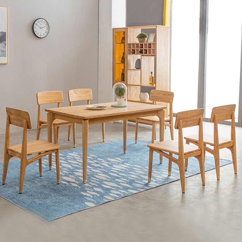 Modern Style Rectangle Wooden Table Set 1/2/7 Pieces Dining Set for Kitchen