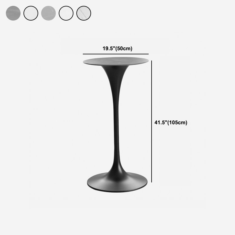 Contemporary Round Bar Stool Table Faux Marble and Stone Bar Table for Small Places