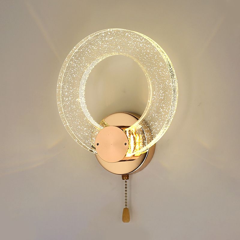 Round Shape Crystal Wall Light Modern Style 1 Light Wall Mount Light in Gold
