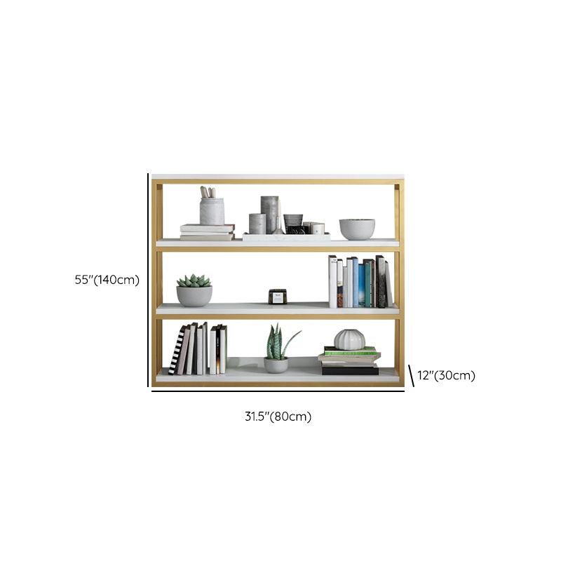 Glam Antique Finish Shelf Bookcase Metal Bookshelf with Rectangular Shelves
