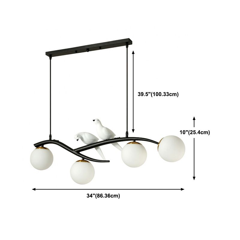 Glass Globe Shaded Ceiling Light Industrial Metal Kitchen Island Lighting
