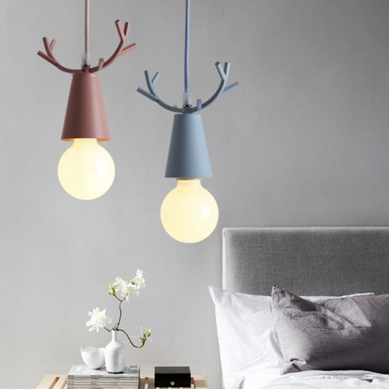 Geweih Metallanhänger Beleuchtung Nordic 1 Lampendecke Hanglampe mit offenem Glühbirnendesign