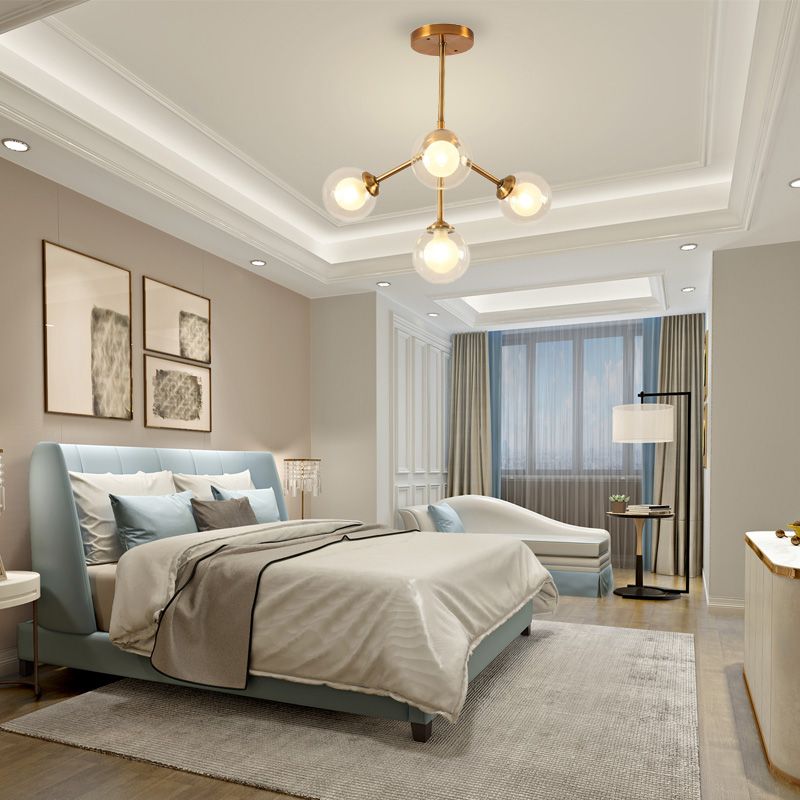 Moderna illuminazione del lampadario in metallo Sputnik 4/7/10 Luci appesi lampada a soffitto con sfera in vetro trasparente per camera da letto