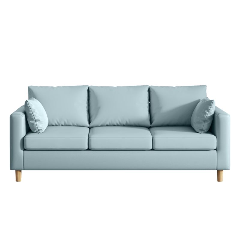 Modern 3-Seater 28.34" H Faux Leather Square Arm Sofa with 2 Pillows