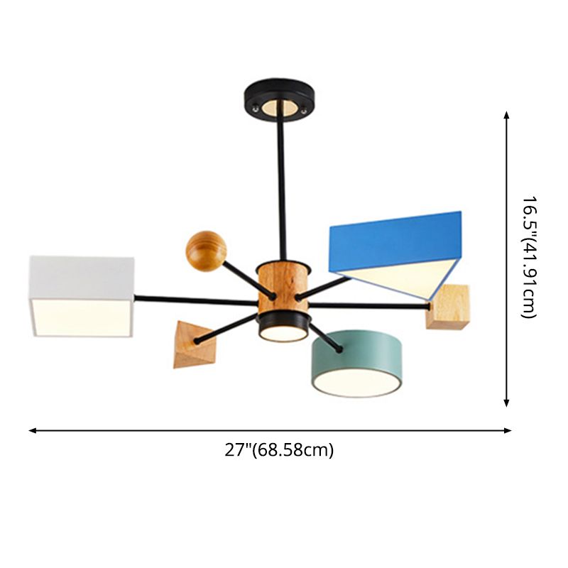 Luce a ciondolo a LED LED in legno con moderno lampadario di macaron in stile creativo con ombra acrilica