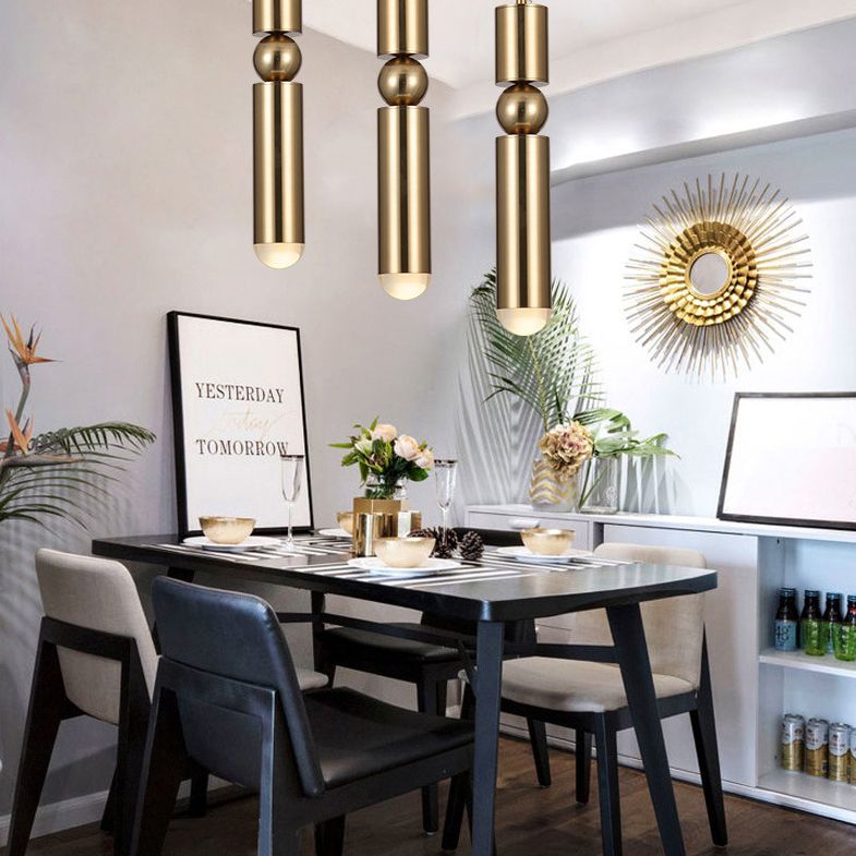 Cylindrical Metal Hanging Pendant Light Modern Style Ceiling Downlight Pendant Light for Dinning Room