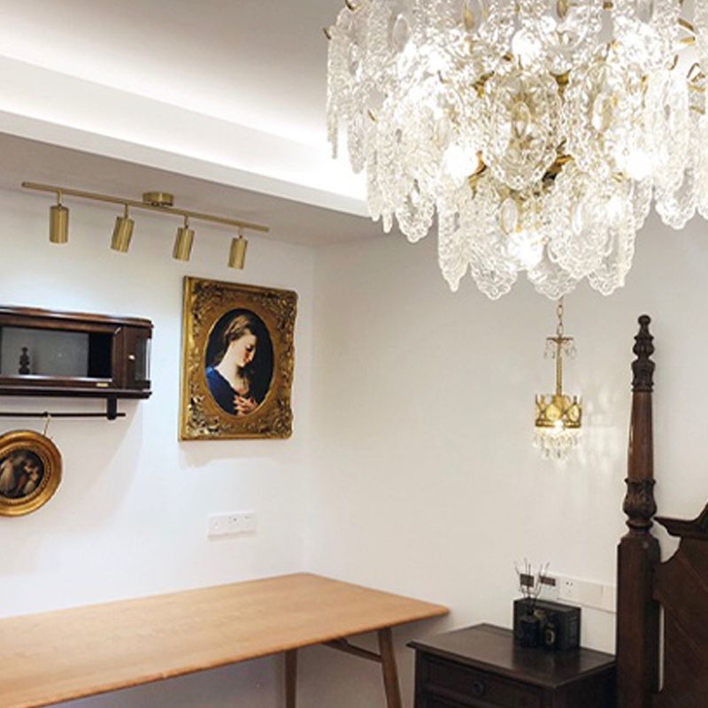 American Style Hanging Chandelier Metal Glass Chandelier in Gold for Hotel Restaurant