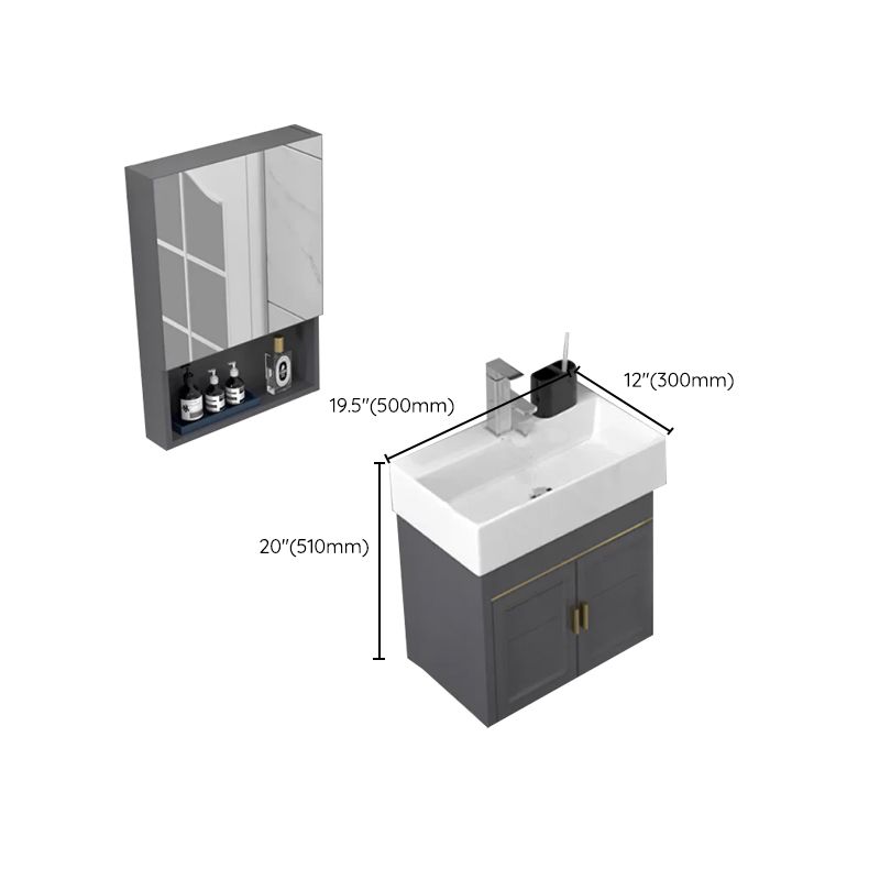 Modern Single Bath Vanity Wall Mount Ceramic Top Bathroom Vanity