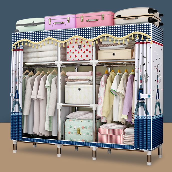 Modern Style Metal Wardrobe Cloth Rod Included Wardrobe Closet for Bedroom