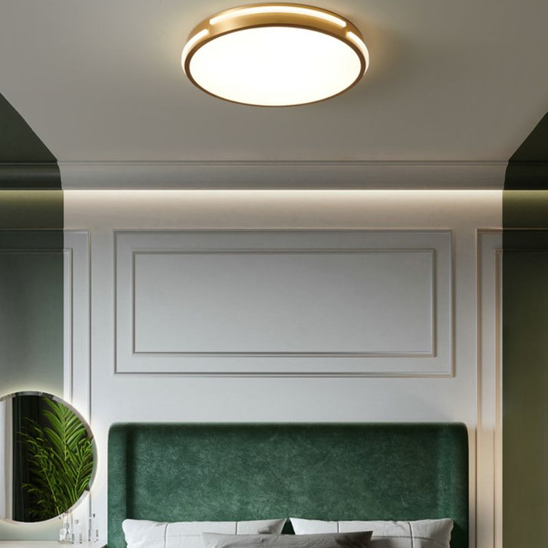 Drum Shape Metalen Plafond Verlichting Moderne Minimalistische Stijl LED Woonkamer Flush Lamp in Goud