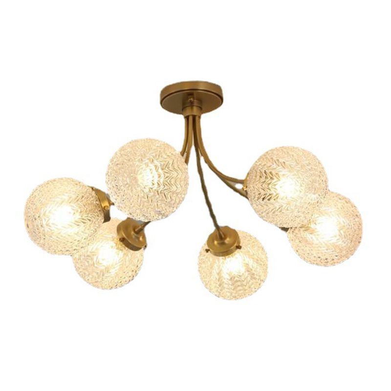 Glass Ball Shape Flush Mount Light Modern-Style Multi Lights Flush Ceiling Light in Brass