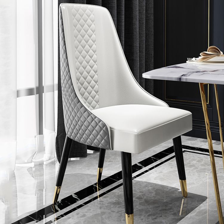 Scandinavian Style Metal Chair Dining Room Solid Back Side Chairs (Set of 2)