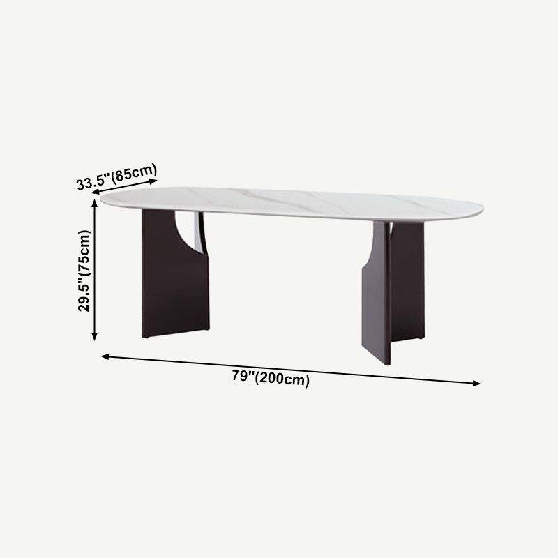 Moderne binnenhouttafel voor restaurant ovale eettafel met dubbele voetstukbasis