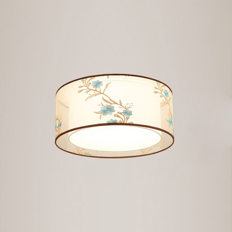 Luminaire monté au plafond géométrique pour chambre à coucher, luminaire encastré blanc en tissu Simple