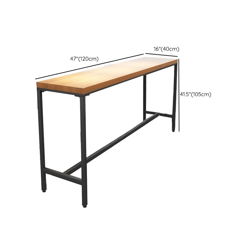 Solid Wood Bar Table Black Trestle Base Dining Table for Kitchen Living Room