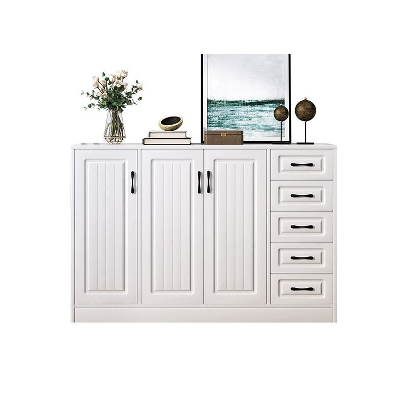 White Storage Chest Modern Style Wooden Storage Chest Dresser with Drawers and Doors