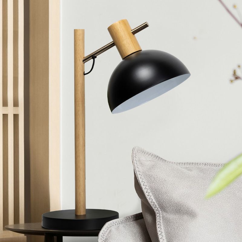 Modernism Hemisphere Task Lighting Metallic 1 Bulb Reading Lamp in Black for Study