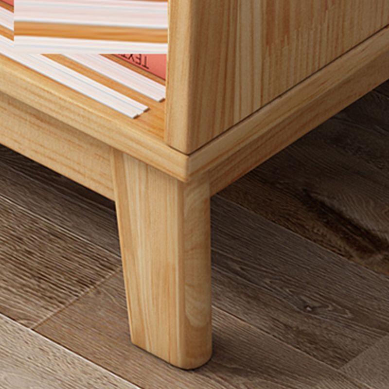 Contemporary Shelf Bookcase Pine Bookshelf with Doors for Living Room