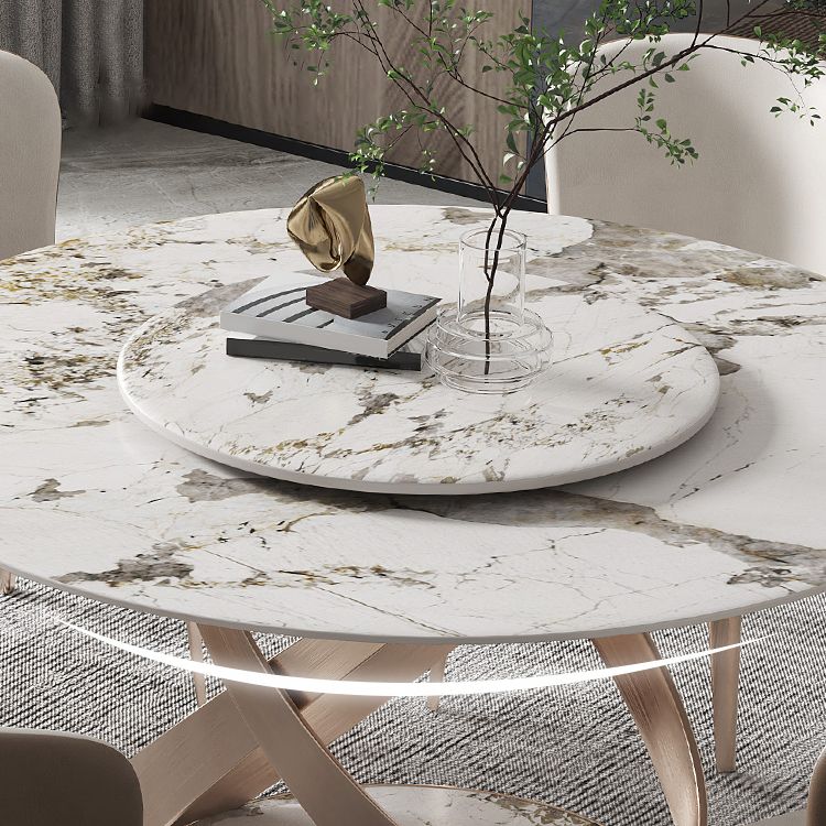 29.52''H Glam Round Dining Table Standard Sintered Stone Dining Table with Pedestal Base