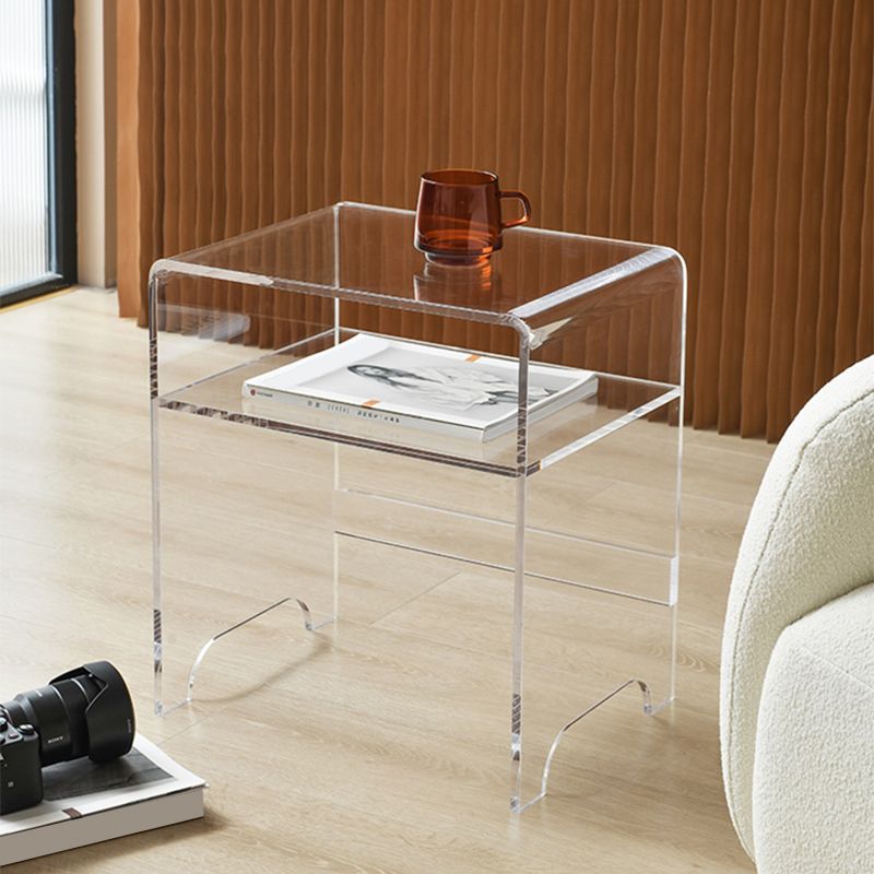 12" Wide Contemporary Corner Table Acrylic End Table with Storage