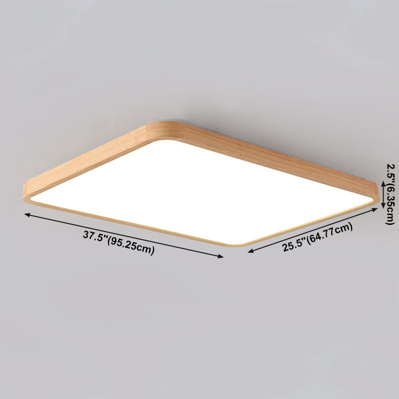 Geometric LED Ceiling Lamp Modern Wood 1 Light Flush Mount for Bedroom Study