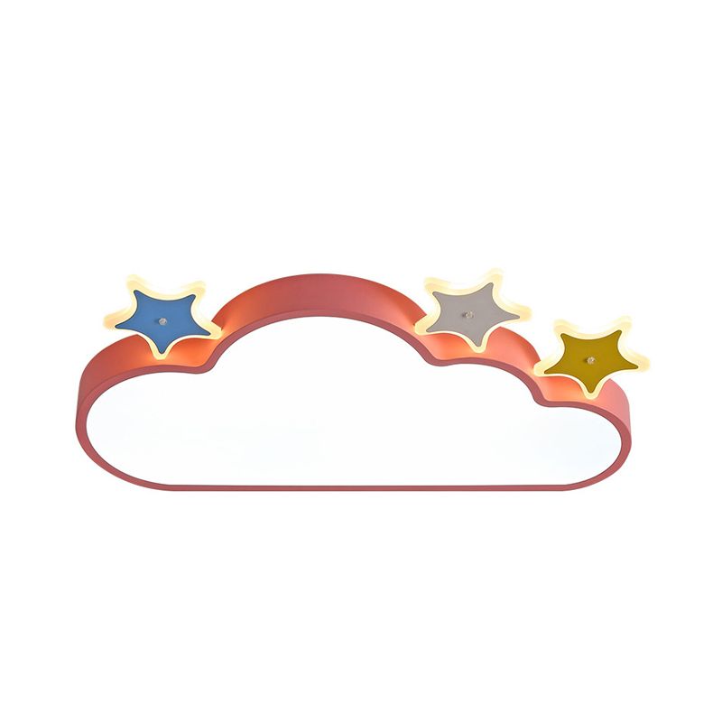 Cloud-with-Star Iron Flushmount Lighting Cartoon Pink/Blue LED Ceiling Flush Light for Children Room