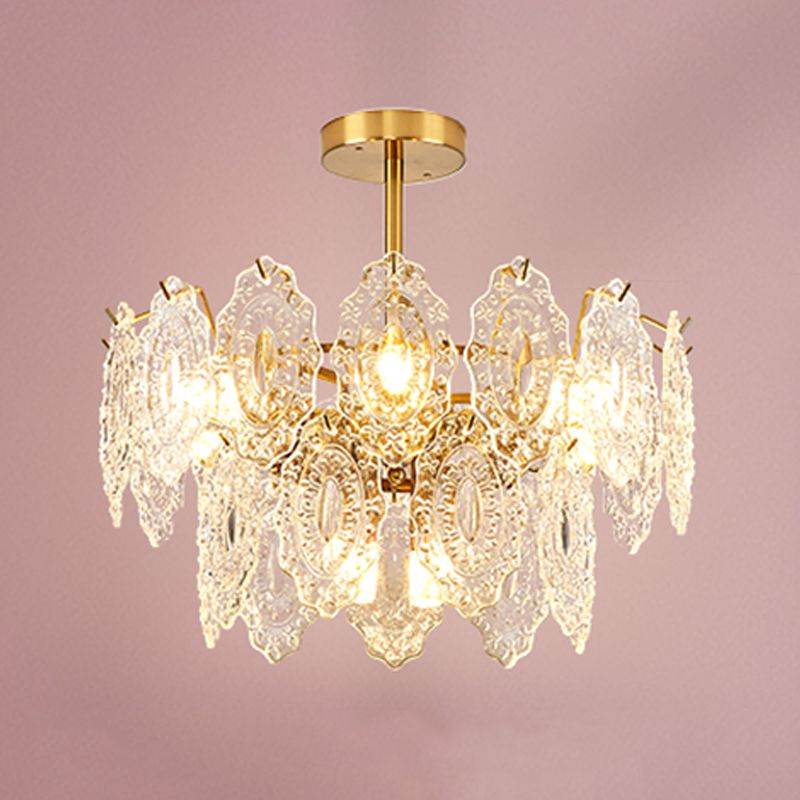 American Style Chandelier Glass Multi Head Hanging Light for Dining Room