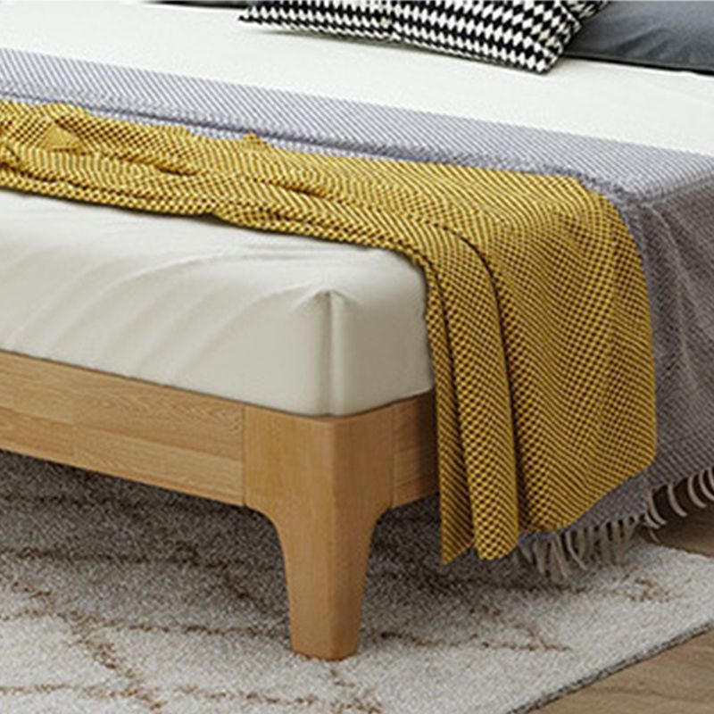 Modern Panel Bed Solid Wood Panel Standard Bed with Headboard