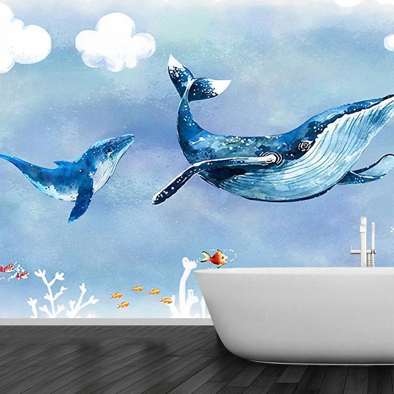 Moisture-Resistant Dolphin Wall Covering Non-Woven Fabric Contemporary Wall Mural for Kids
