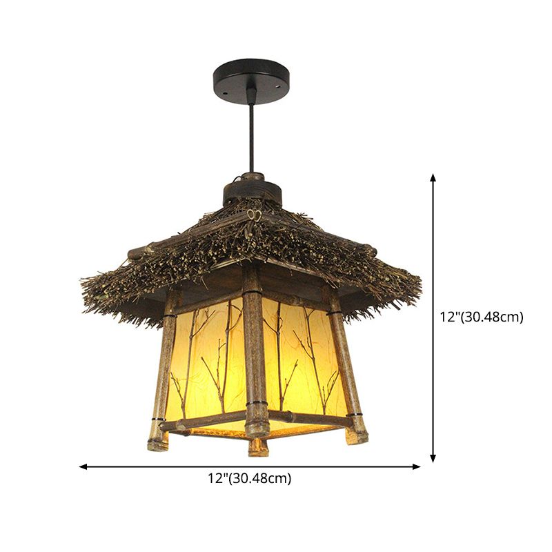 Chinese House Hanging Light Kit Bamboo 1-Light Ceiling Light for Dining Room