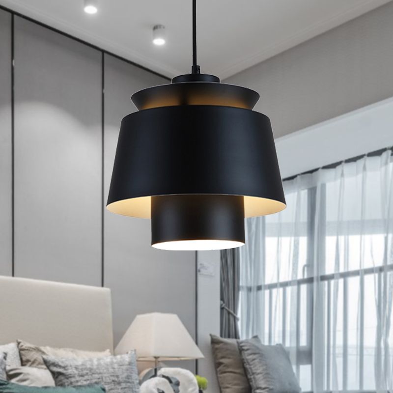 Lámpara de luz colgante de estilo modernista Metálico 1 cabezal Lámpara colgante de sala de estar en negro/gris