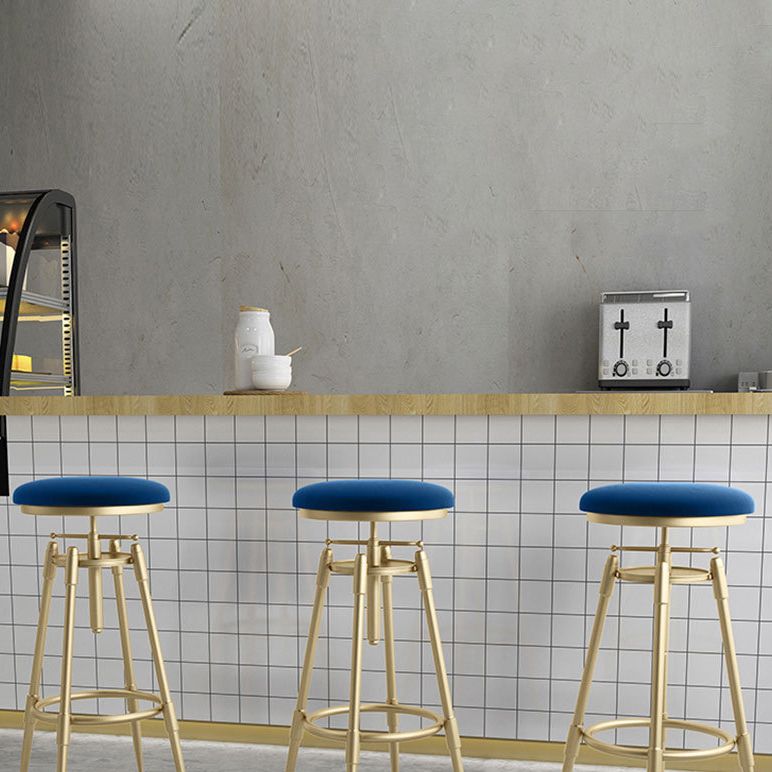 Living Room Glam Liftable Barstool Metal 4 Legs Bar Stool with Pedal