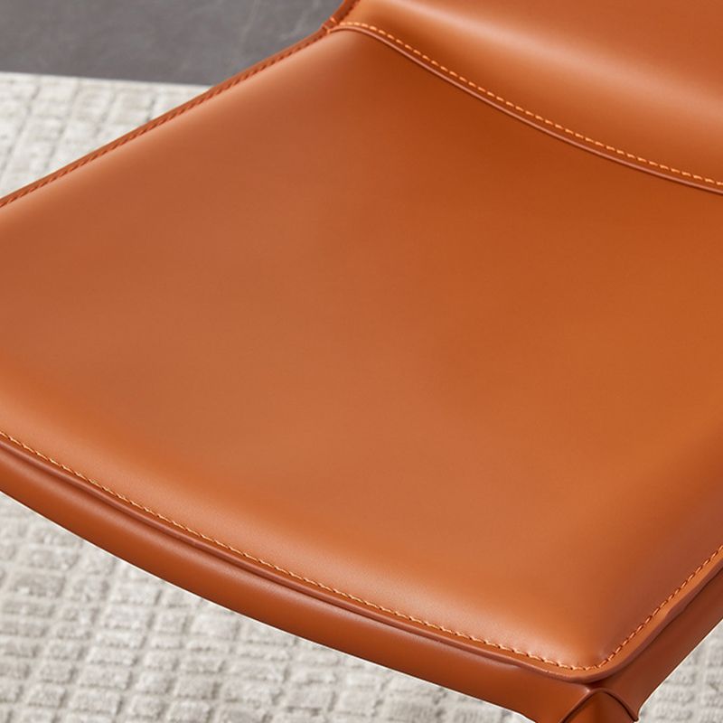 Industrial Leather Dining Chair Armless Side Chairs with Metal Legs for Home Use