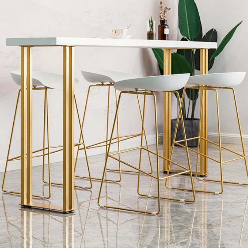 Glam Style Bar Table 42-inch Height Wood Top Bistro Table with Gold Pedestal